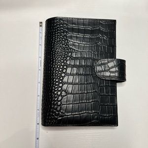 Moterm personal black croc rings planner leather cover